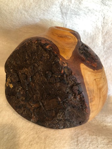 Hand turned wooden burr pot - hand,