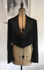 Vintage Black Tuxedo Cropped Tailored  Jacket / Statement Lapels / Unisex / M