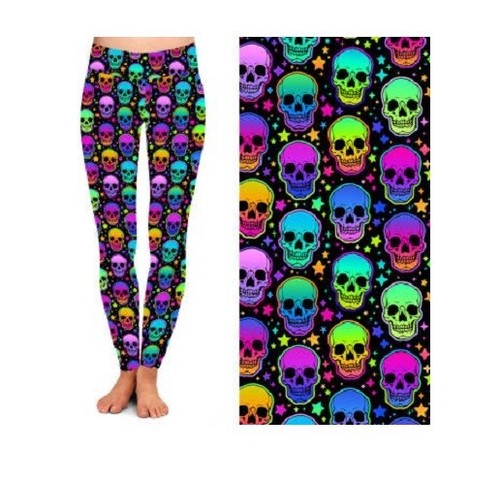 Neon skull leggings with - skull,