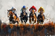 Horse Racing Colourful Canvas