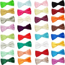 Mens Boys Bow Tie Satin Solid Plain Wedding Adjustable Pretied Bowtie by DQT