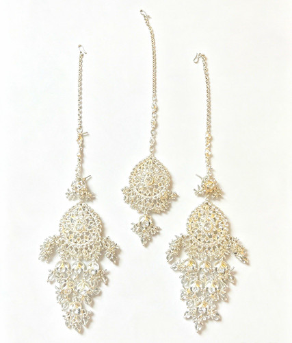 Silver tone clear crystal - clear,