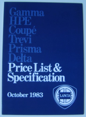 Lancia price list - lancia, 1983