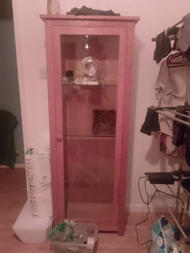 Solid oak display cabinet - oak,