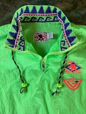 Vintage 80s Gotcha Kids Neon Windbreaker Jacket Youth XL Surf SnowSkate