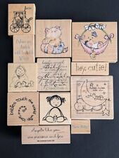 Wooden block Rubber Stamps, BABY THEMED kitten, teddy, hedgehog and messages