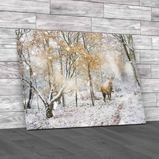 Winter Wonderland Majestic Deer Stag In Snowy Canvas Print Large Picture Wall