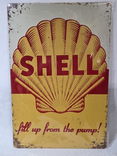 Shell oil sign 8x12 tin - shell, metal