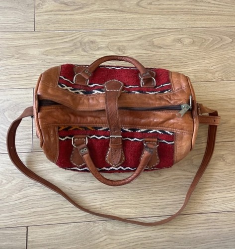 Vintage moroccan kilim - vintage, leather