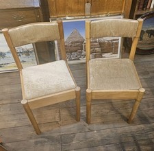 Vintage Retro PL Dinette Pair  Dining Chairs 1970s Poland GFM Beech Wood