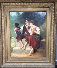 Large Antique Oil on Canvas