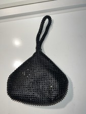 Brand New Quiz Black Dimante clutch bag With Zip And Button 