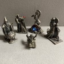 Myth & Magic Pewter Cast Figures Bundle X5 Merlin Wizard Dragons Unicorn ⭐️