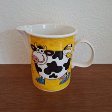 Dunoon Yellow Funky Farm Cow Creamer Milk Jug By Jane Brookshaw Stoneware