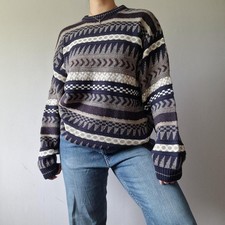 gabicci vintage pattern grandad jumper M oversize casual grunge retro wool blend