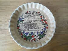 7.5" Pie Flan Quiche Dish Mould Ulster Ceramics Fluffy Almond Tart Recipe 1980s