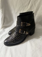 Topshop Women Black Leather