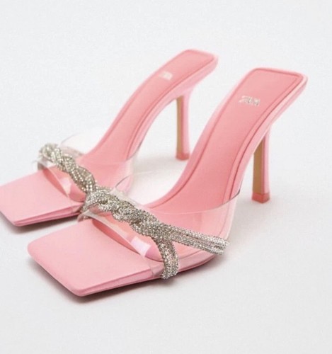 Zara pink rhinestone heels - pink,