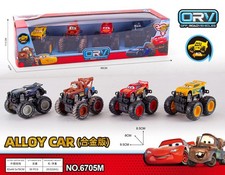 Disney Pixar Cars Off Road Pullback Vehicle Set 4pcs Lightning McQueen Alloy