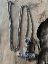 Stunning Silver Celtic Knot Nordic Viking Thor Hammer Mjolnir Pendant Necklace