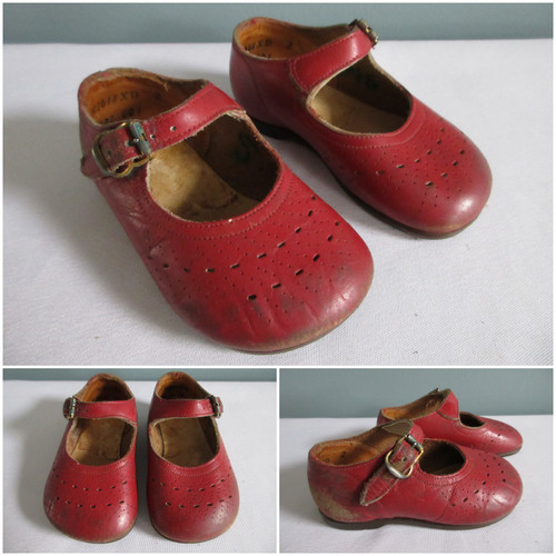 Vintage girls shoes 1950s red - vintage,