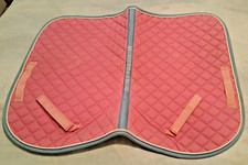 Shires Equestrian Numnah Saddle Pad Small Cotton Pink with blue edging 30" x 22"
