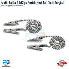 NEW HANDMADE NAPKIN BIB HOLDER NECK CHAIN FLEXIBLE BALL CROCODILE CLIPS Set Of 2