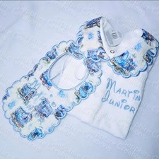 Boys Baby White Sleepsuit Bib
