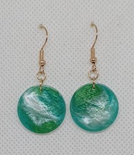 Handmade Resin Earrings Green Marble