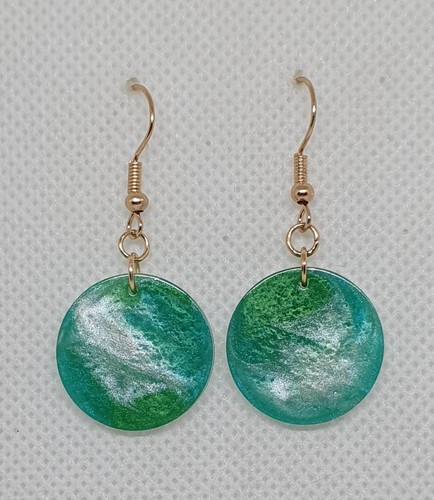Handmade resin earrings green - earrings,