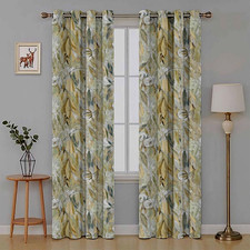 Cottonopolis Honeydew EYELETS Curtains, mustard,  W167 x Drop 182CM