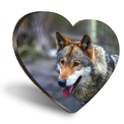 Heart mdf coasters wild wolf - mdf,