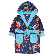 Childrens / Boys Space Dragon Fleece Dressing Gown ~ 2-13 yrs
