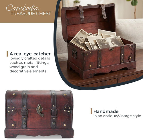 Wooden box treasure chest - wooden,