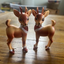 Vintage/Retro Style Reindeer/deer Christmas Decoration X 2
