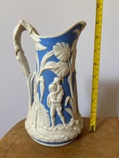 Antique Relief-Moulded Parian Ware Jug – No. 97 Classical Greco-Roman Scene 