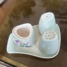 FANTASTIC CARLTON WARE CONVOLVULUS CRUET SET ON DISH: Green