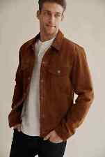 Leather Trucker Jacket for Men Brown Pure Suede Genuine Soft Leather Jacket Men