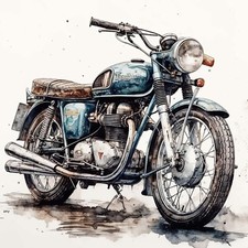 WATERCOLOUR CLASSIC MOTORBIKE