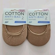 Boots Cotton Footsies Antibacterial Finish 2 pairs X2