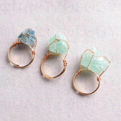 Green fluorite ring wire - green,