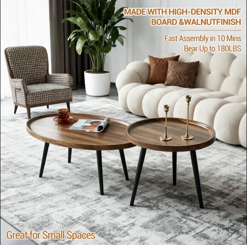 Side table 2pcs walnut - table, nesting