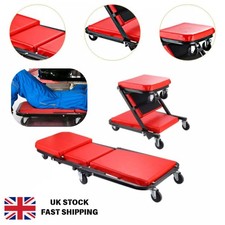 2 in 1 Mobile Folding Rolling Padded Mechanics Car Creeper Trolley Seat Stool