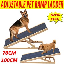 Portable Wooden Pet Cat Dog Ramp Ladder - 2/4-Height Adjustable+Non slip Carpet