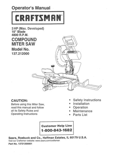 Craftsman 137 212000 miter saw - craftsman,