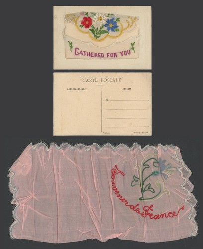 Ww1 silk embroidered - embroidered, old