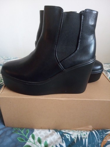 Women black wedge platform - black,