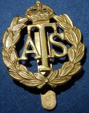 ATS AUXILIARY TRANSPORT SERVICE MILITARY BRASS CAP BADGE GENUINE