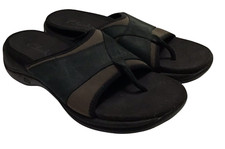Clarks Springers Sandals Womens Size 8 Leather Thong Midnight Blue Olive Green