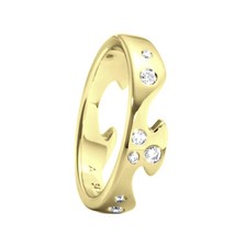 Georg Jensen Fusion End Ring (AA)  - 18k Yellow Gold with Diamonds. #1368